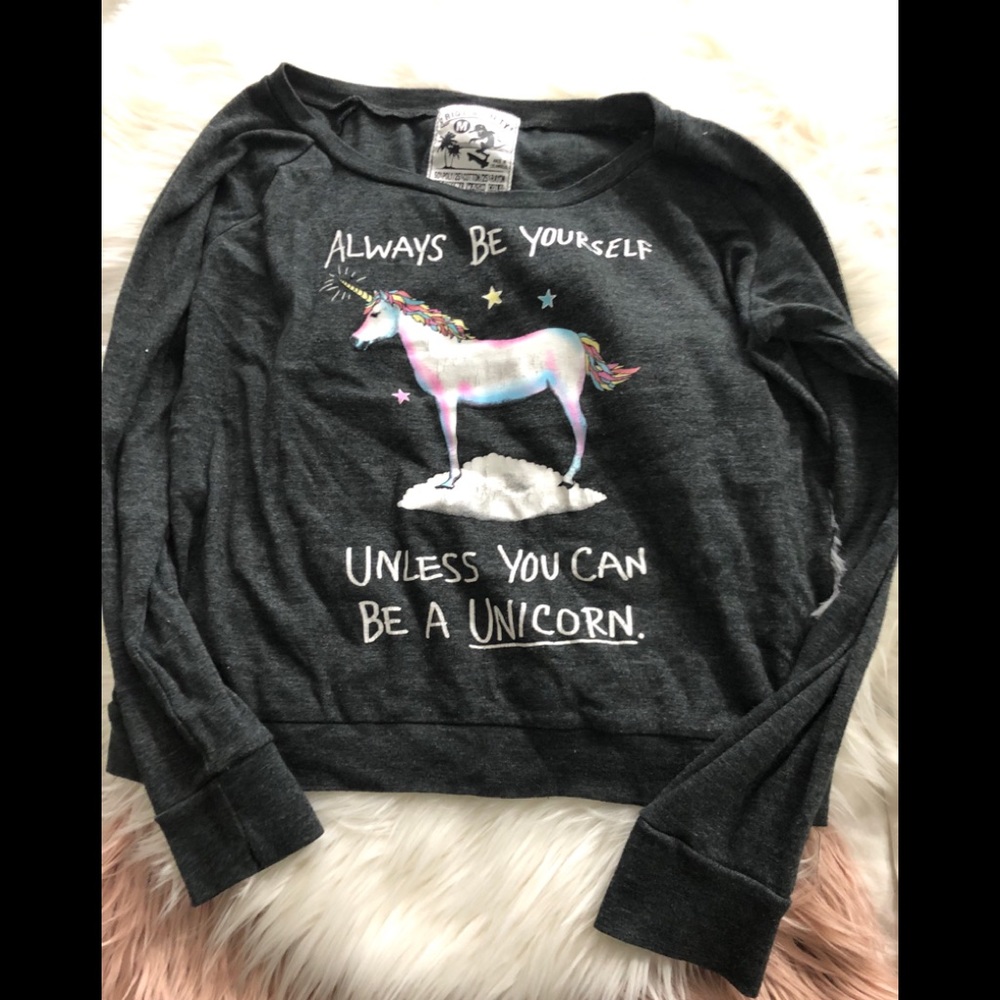 Grey Unicorn Long Sleeve Tee